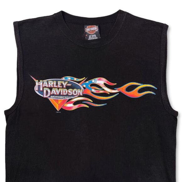 Y2K Vintage Harley Davidson Flame Tank Top TexasSize Medium Men's